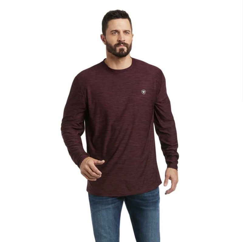 ARIAT MNS CHARGER LOGO LS TEK T-SHIRT