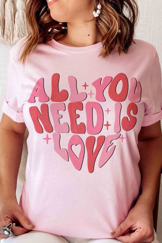 &quot;All You Need Is Love&quot; Graphic Tee, Color: Pink, Size: S