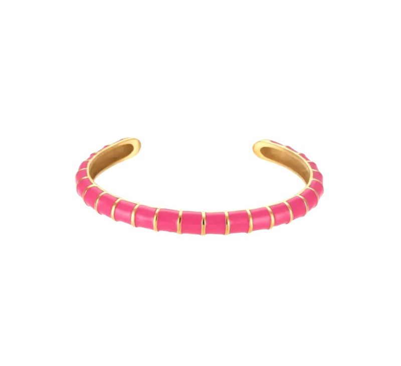 Color Enamel 18K Gold Plated C Shape Cuff Bangle