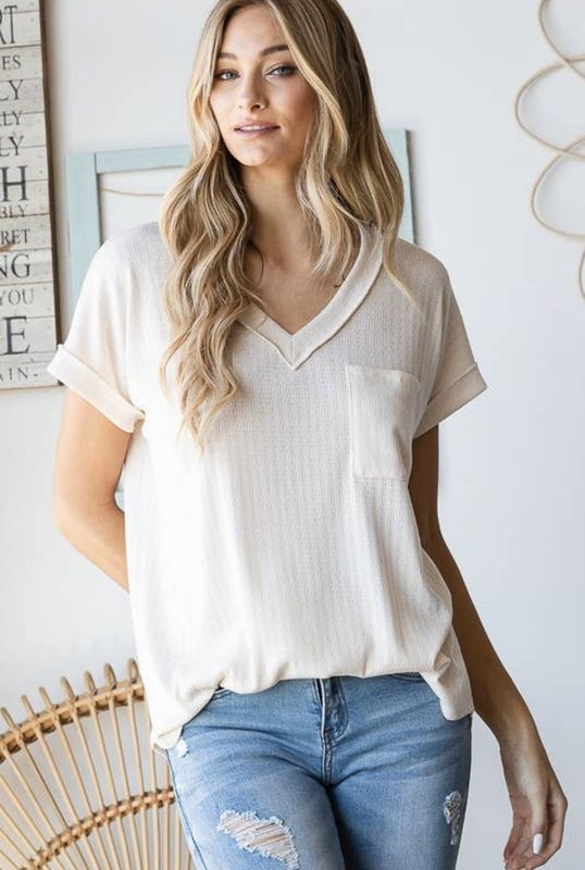 Reversed Stitch Pocket Top