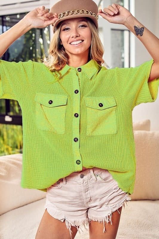 Mineral Wash Thermal Short Sleeve Top