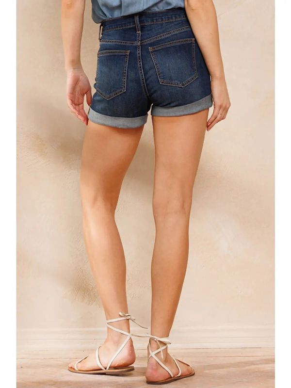 Classic High Rise Rolled Cuff Jean Shorts