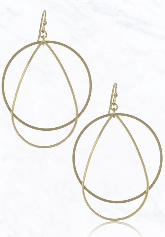 Lightweight Gold Open Circle Teardrop Earrings