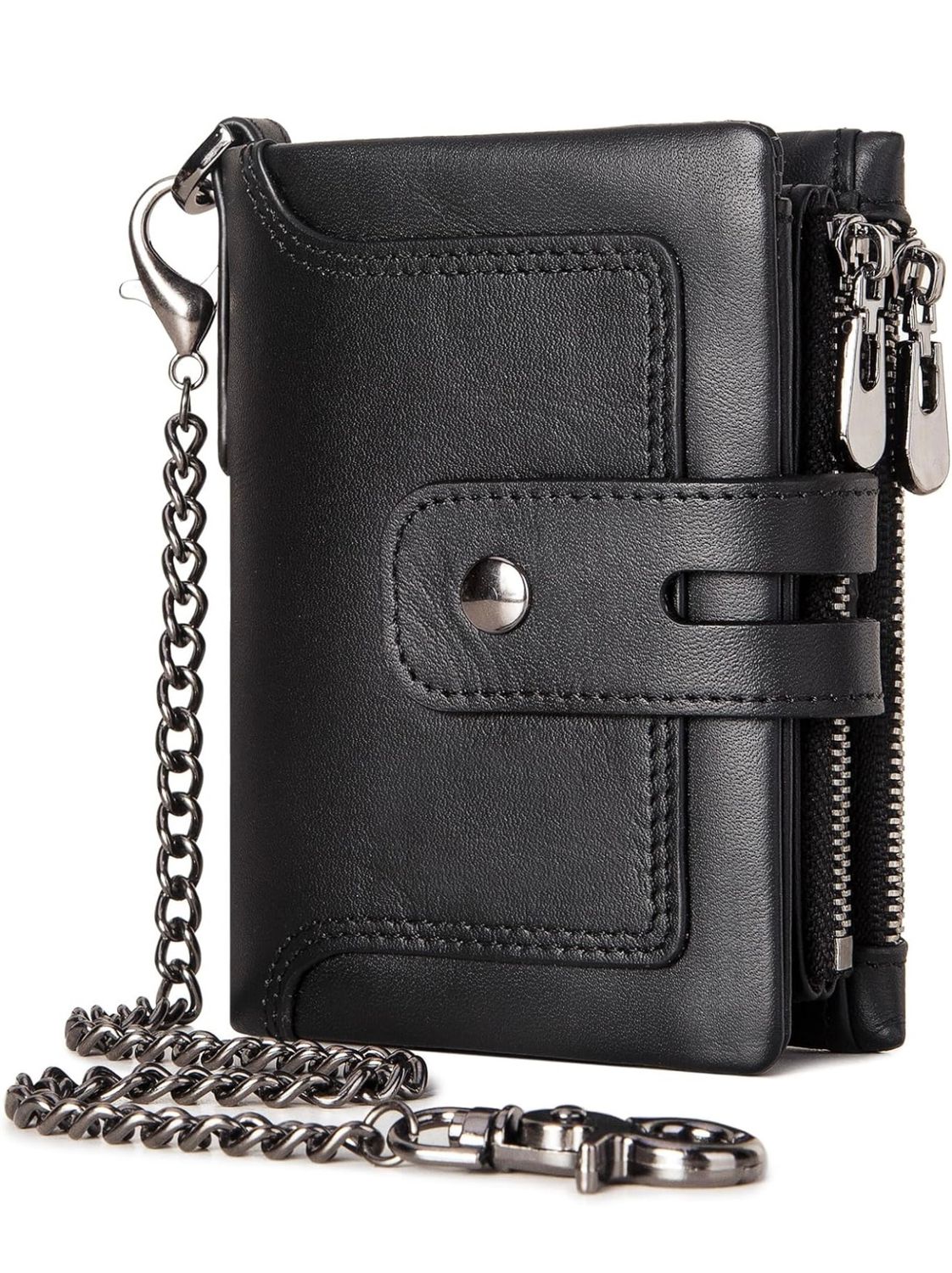Genuine Leather Unisex Zipper Chain Wallets