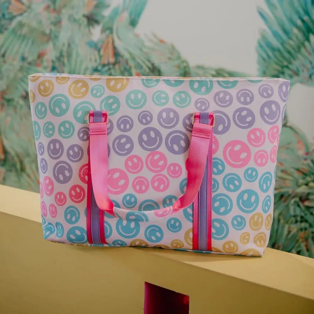 Pastel Smiley Face Beach Tote