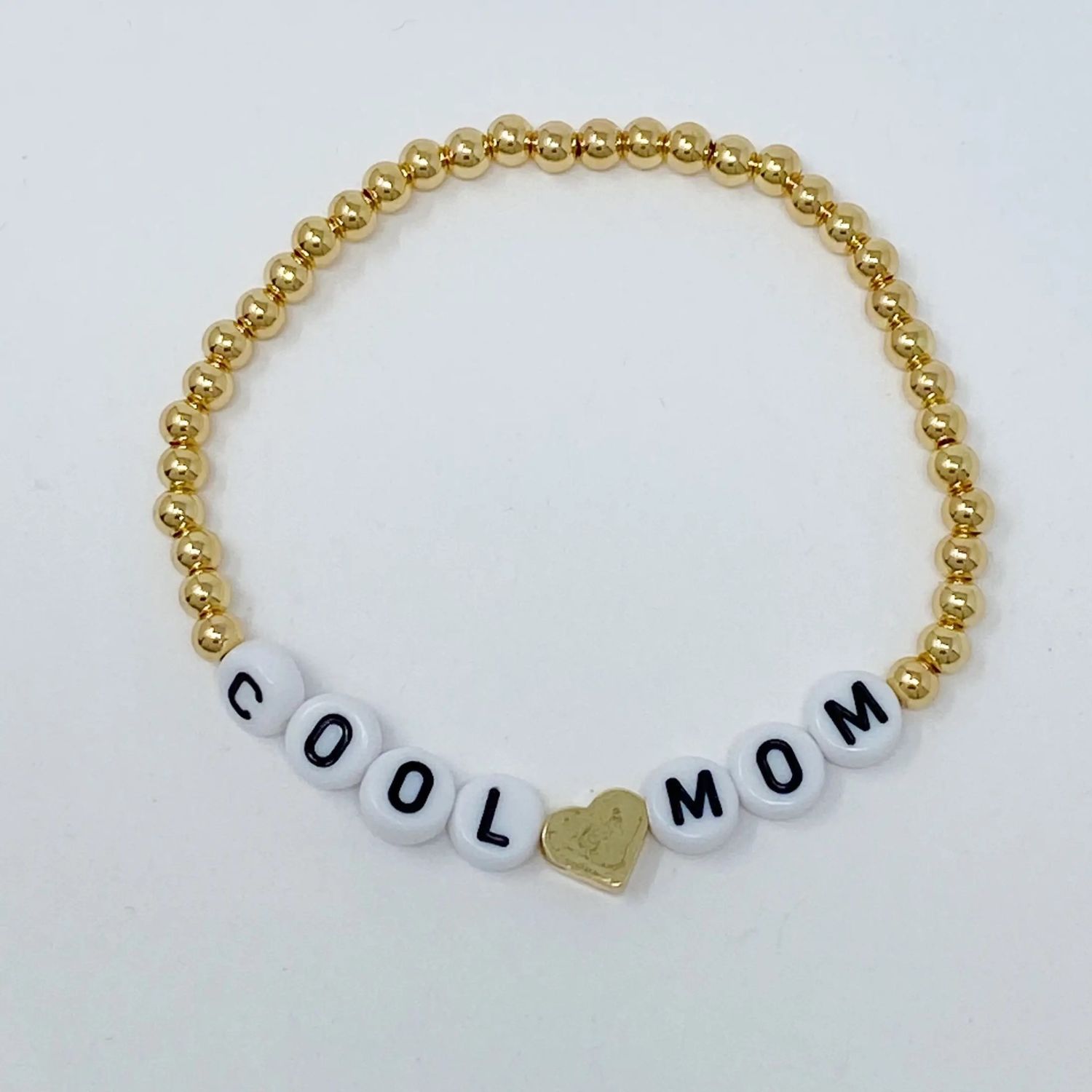 &quot;Cool Mom&quot; White Bead Stretch Bracelet