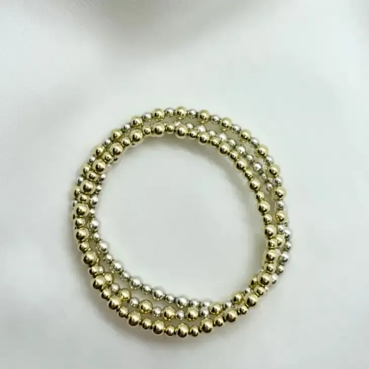 14K Gold Filled Beaded Stretch Bracelet