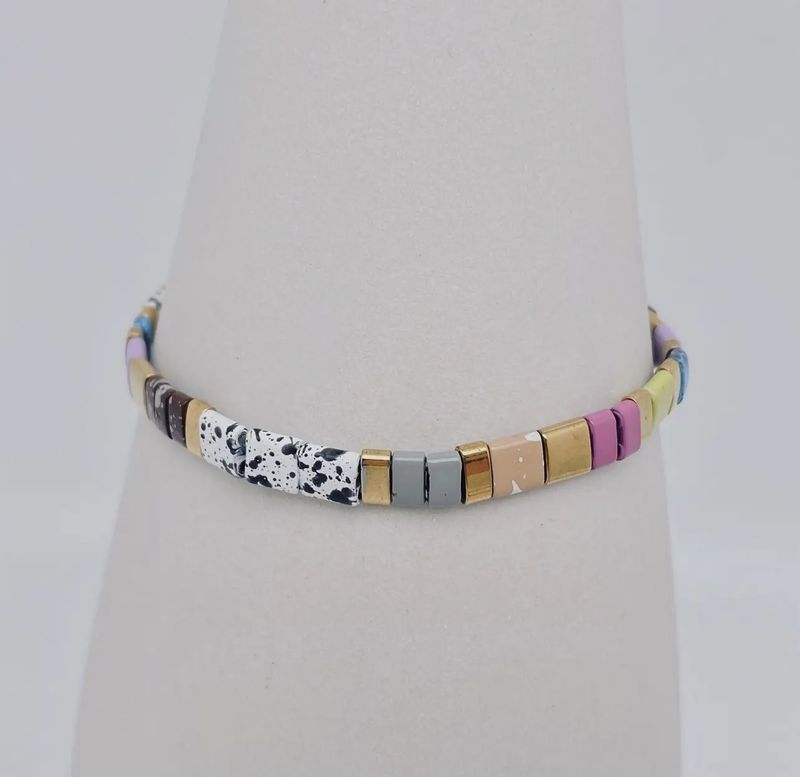 5mm Tila Beads Beaded Elastic Bracelets