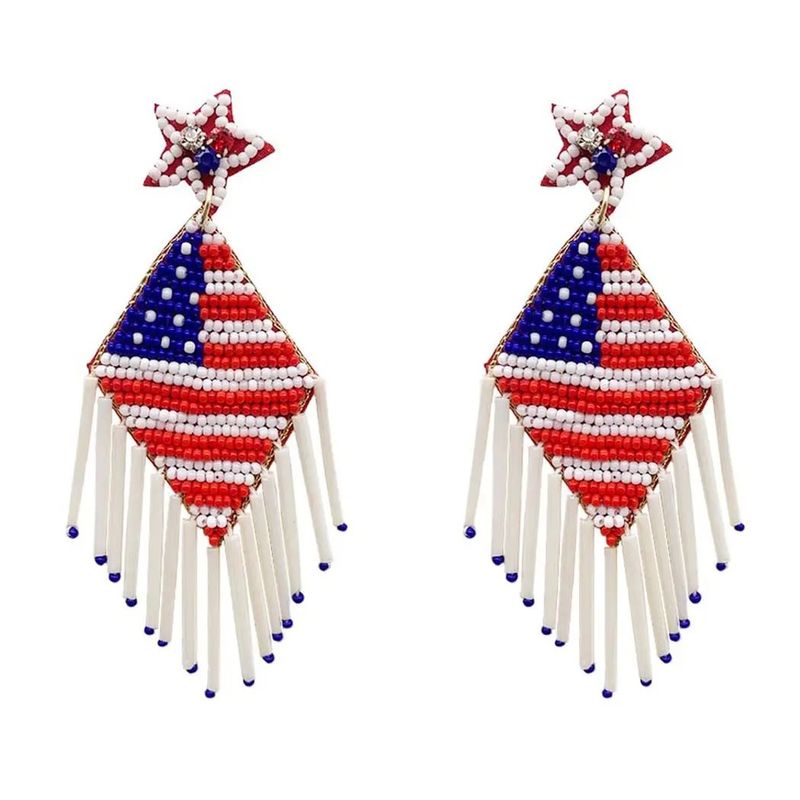 Seed Bead USA Flag Post Earrings