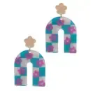 Flower Patterned U-Shaped Post Earrings