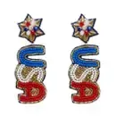 Seed Beaded USA Post Earring