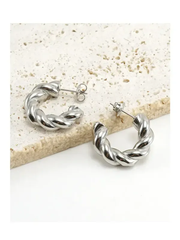 18K Gold plated rope earrings Silver