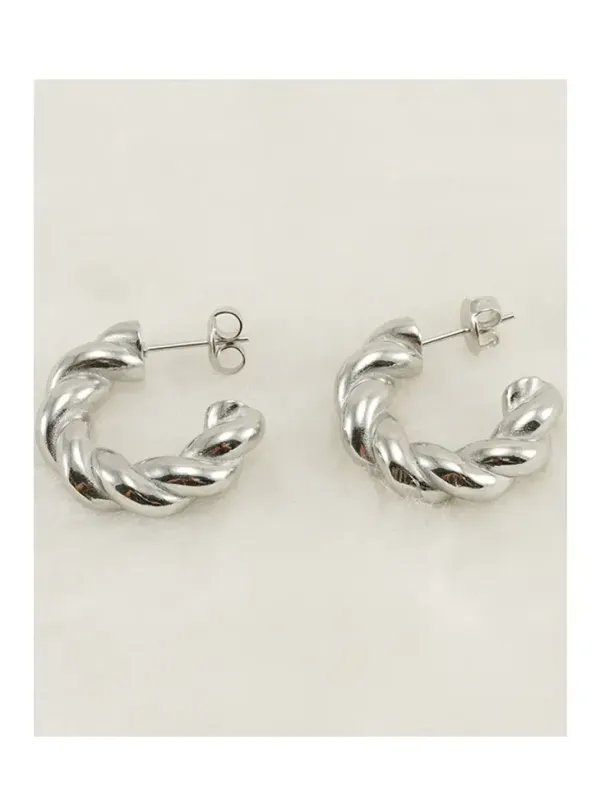 18K Gold plated rope earrings Silver