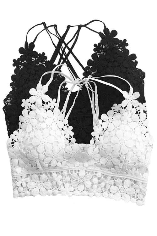 Beautiful Crochet Lace Bralette, Color: White, Size: S