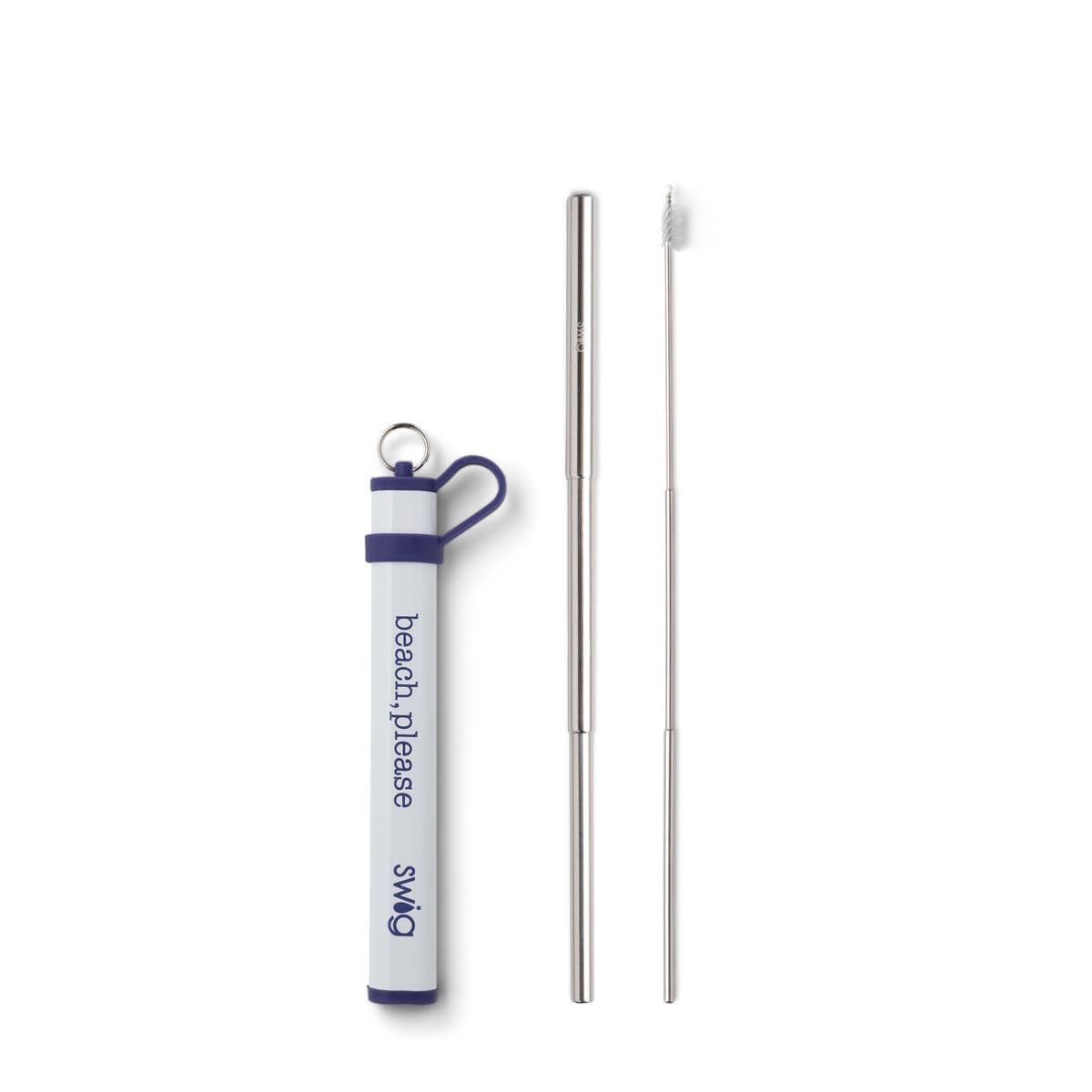 Telescopic Stainless Steel Straw Set, Color: Purple