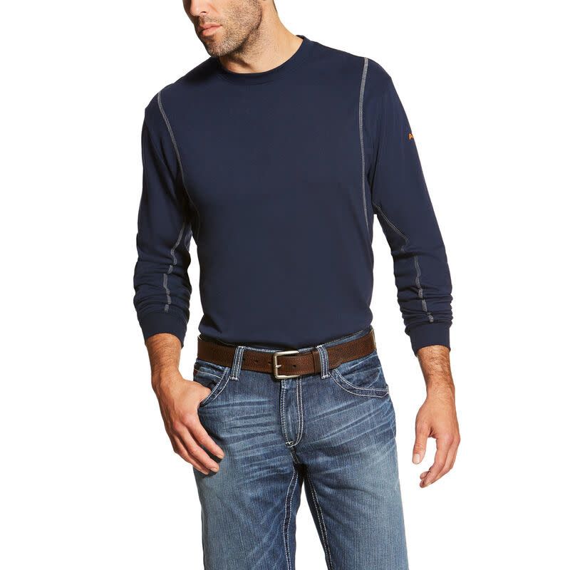 Ariat Mens FR AC Crew T-shirt, Color: Navy, Size: M
