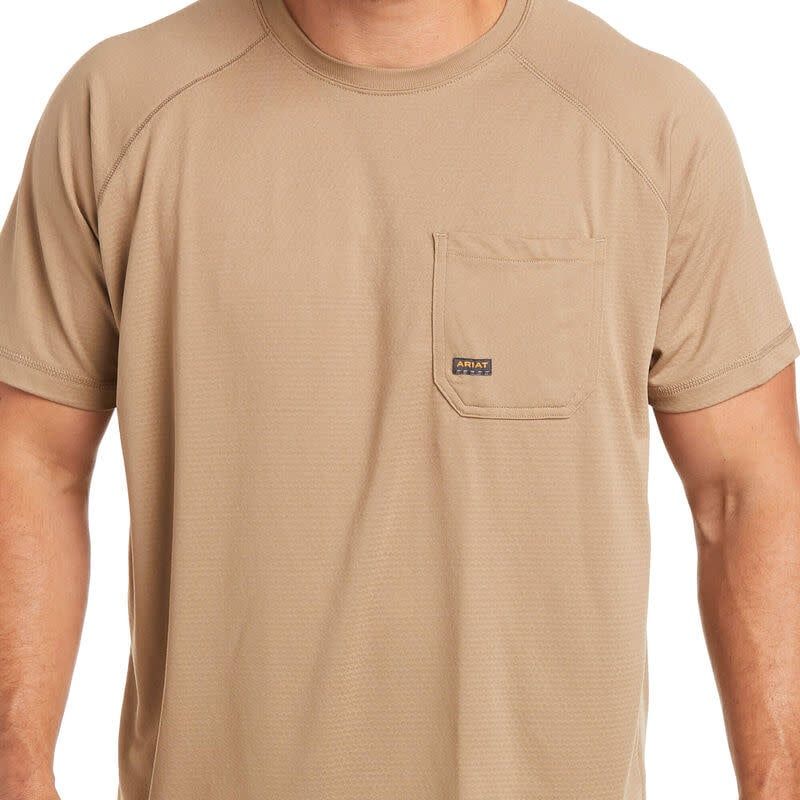 Ariat Mens Rebar Heat Fighter T-shirt, Color: Khaki, Size: S