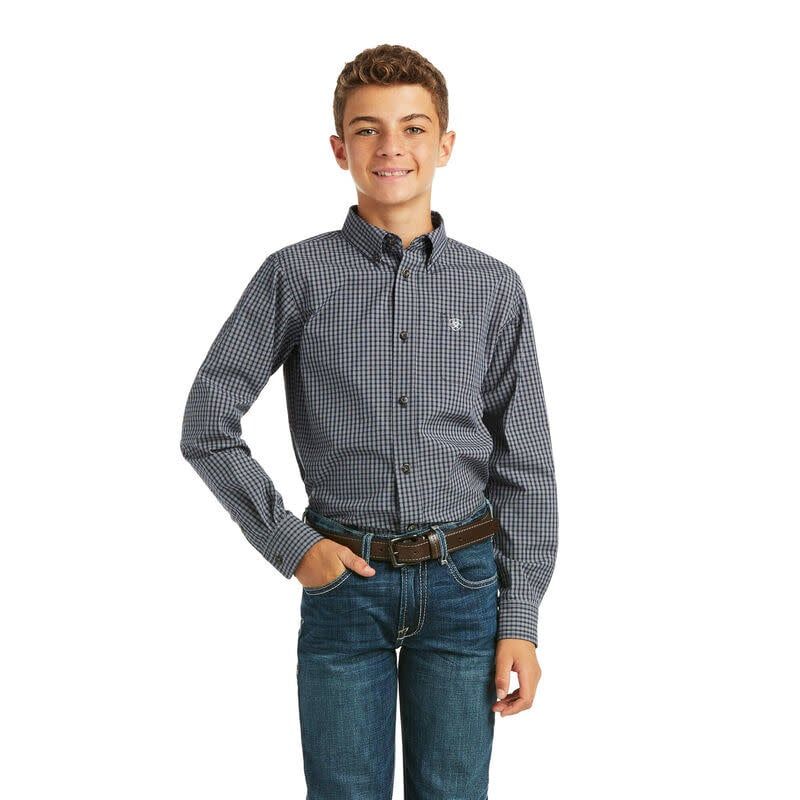 Ariat Boys Pro Series Merrick Classic Fit Shirt, Color: Service Navy, Size: XS