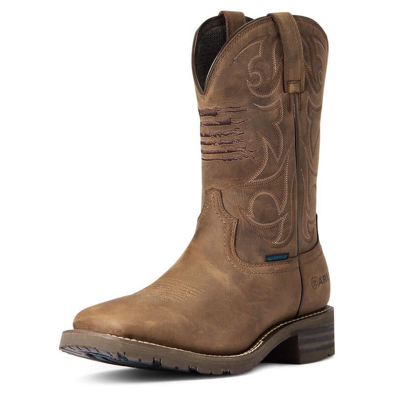 Ariat Mens Hybrid Patriot Waterproof Western Boot, Color: Distressed Brown, Size: 10D