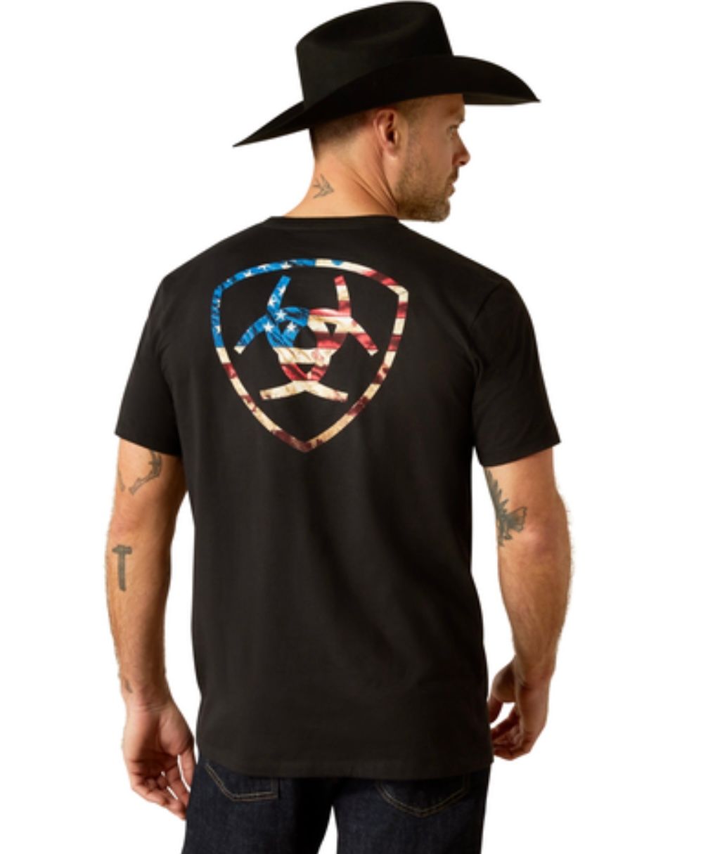 Men&#39;s Ariat Rugged American Shield SS T-Shirt, Color: Black, Size: M