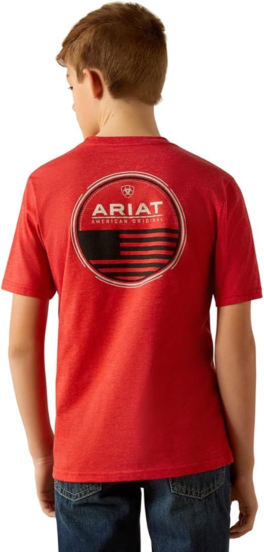 Boys Ariat Original Flag Scope SS T-Shirt, Color: Red Heather, Size: YXS