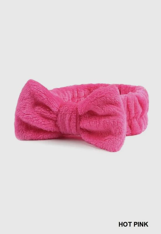 Hot Pink Soft Plush Bowknot Spa Headband