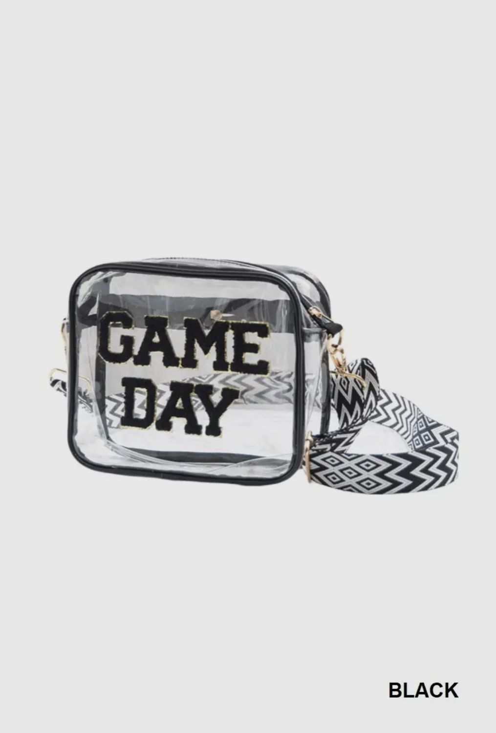 Game Day Stadium Approved Clear Crossbody Bag, Color: Black, Size: OS