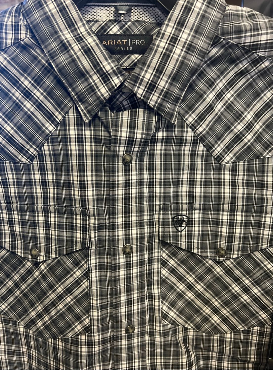 Ariat Pro Wharton Classic Fit Pearl Snap LS Shirt, Color: Black, Size: M