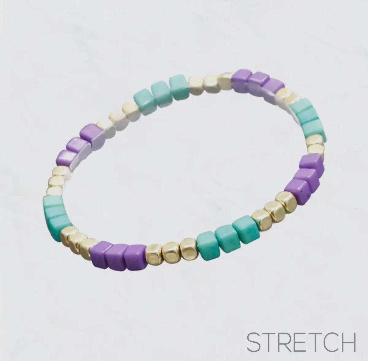 Cube Seed Bead Stretch Bracelet