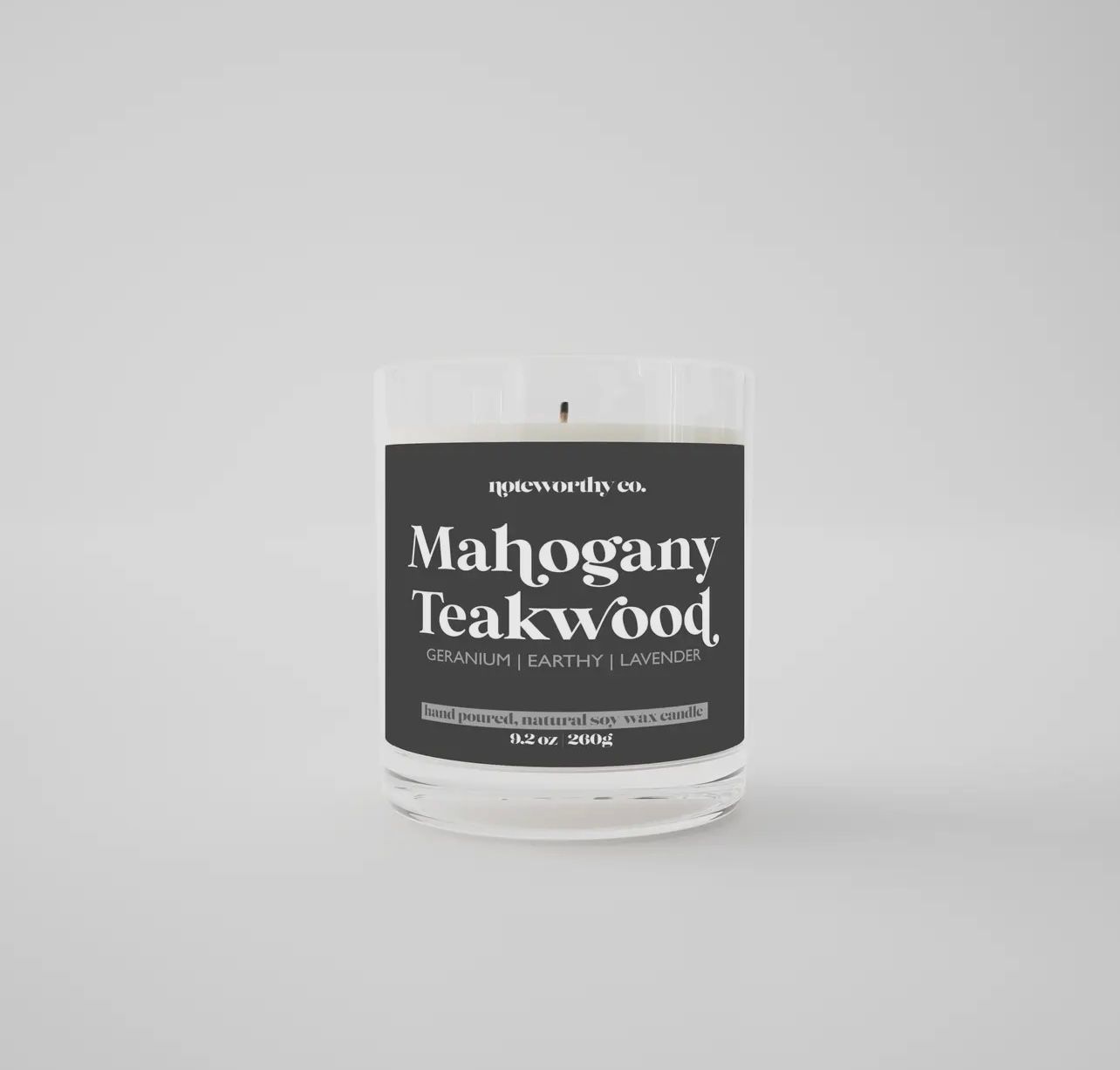 Mahogany Teakwood | Natural Soy Core Candle, Color: Geranium/Lavender, Size: 9.2 oz