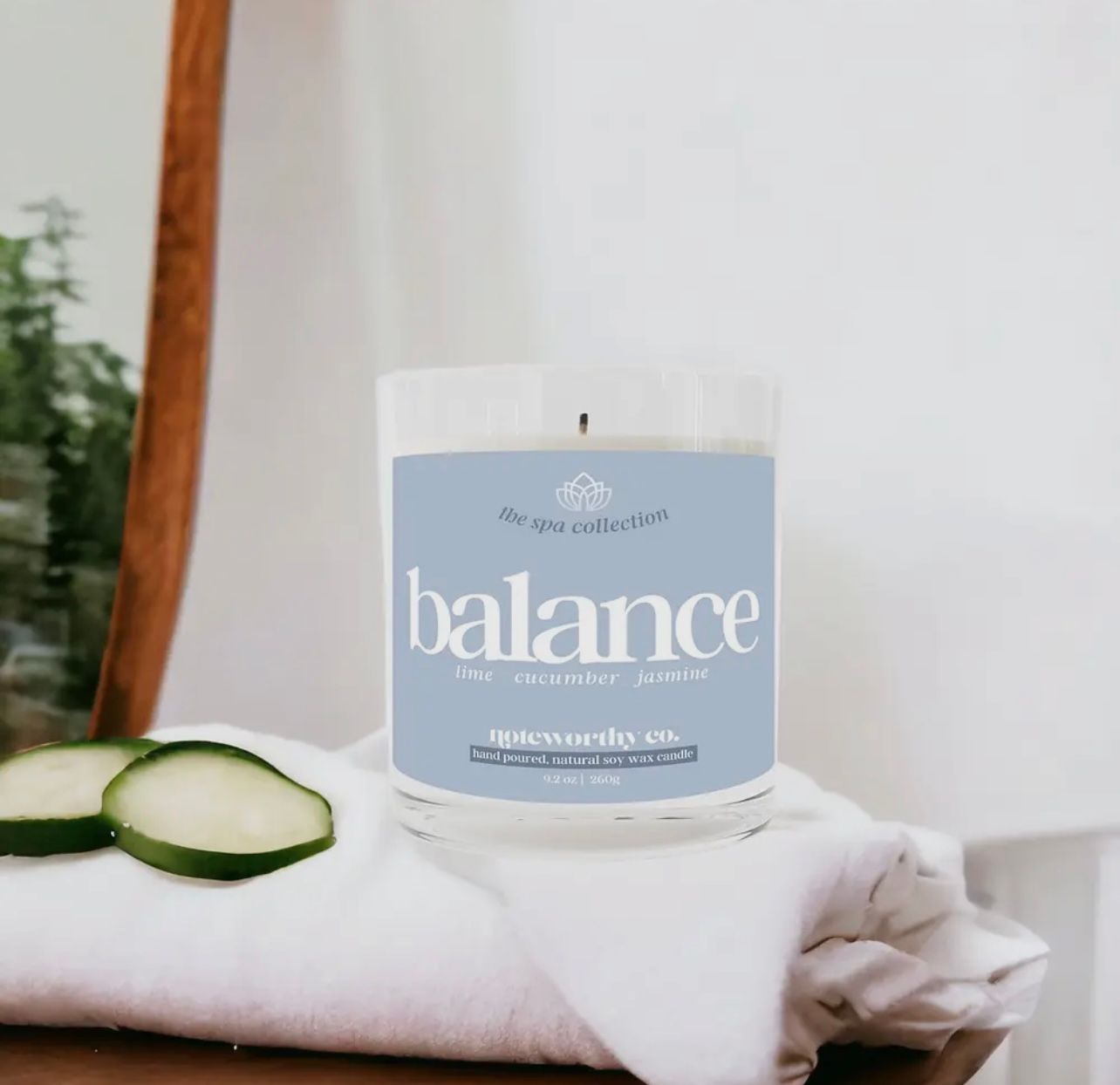 Balance | Spa Natural Soy Candle, Color: Time/Cucumber/Jasmine, Size: 9.2oz