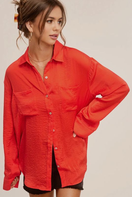 Silky and Flowy Button Down Long Sleeve Shirt