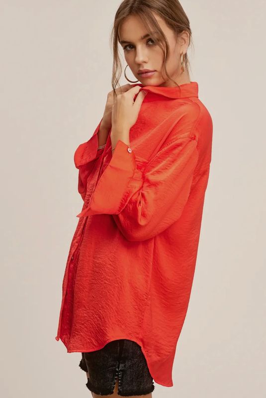 Silky and Flowy Button Down Long Sleeve Shirt
