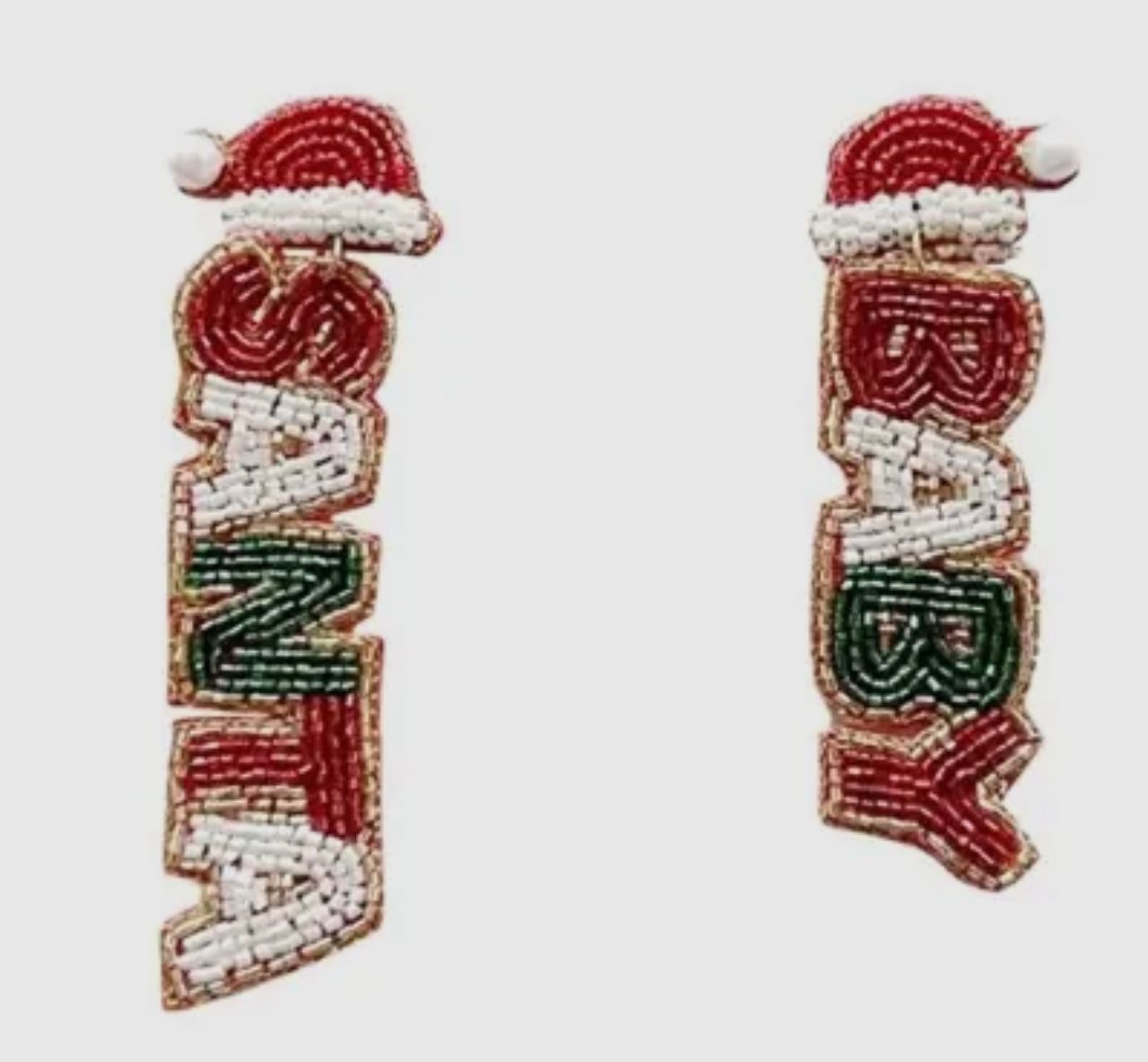 &quot;Santa Baby&quot; Seed Bead Post Earrings
