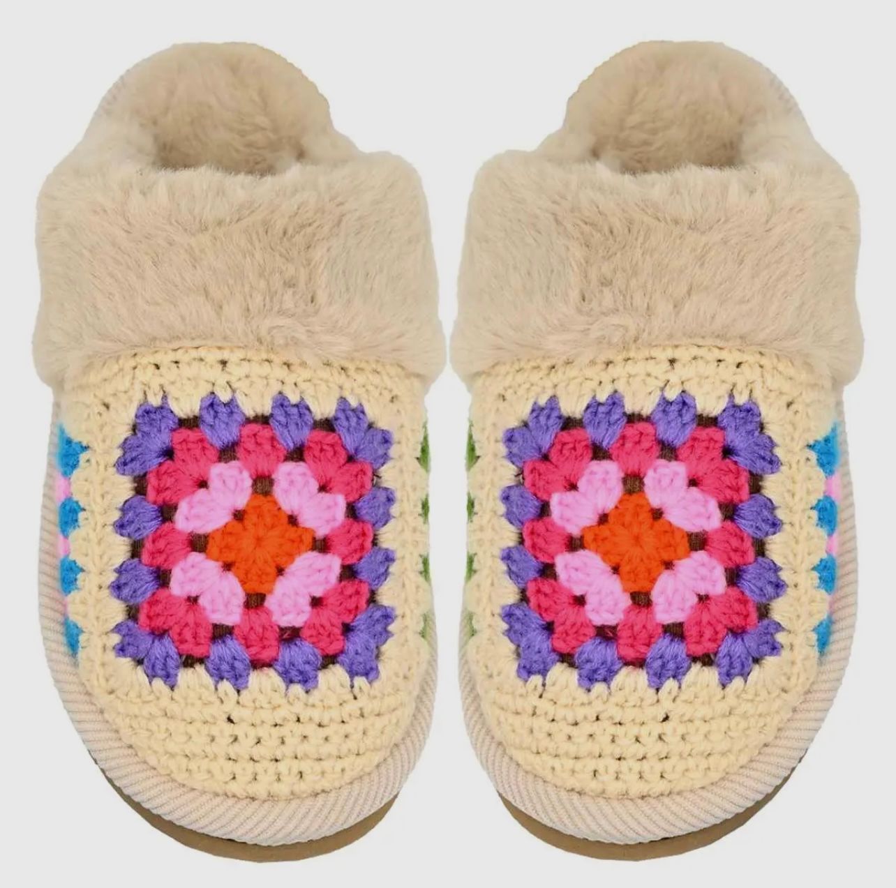 C.C. Granny Square Crochet Handmade Slippers