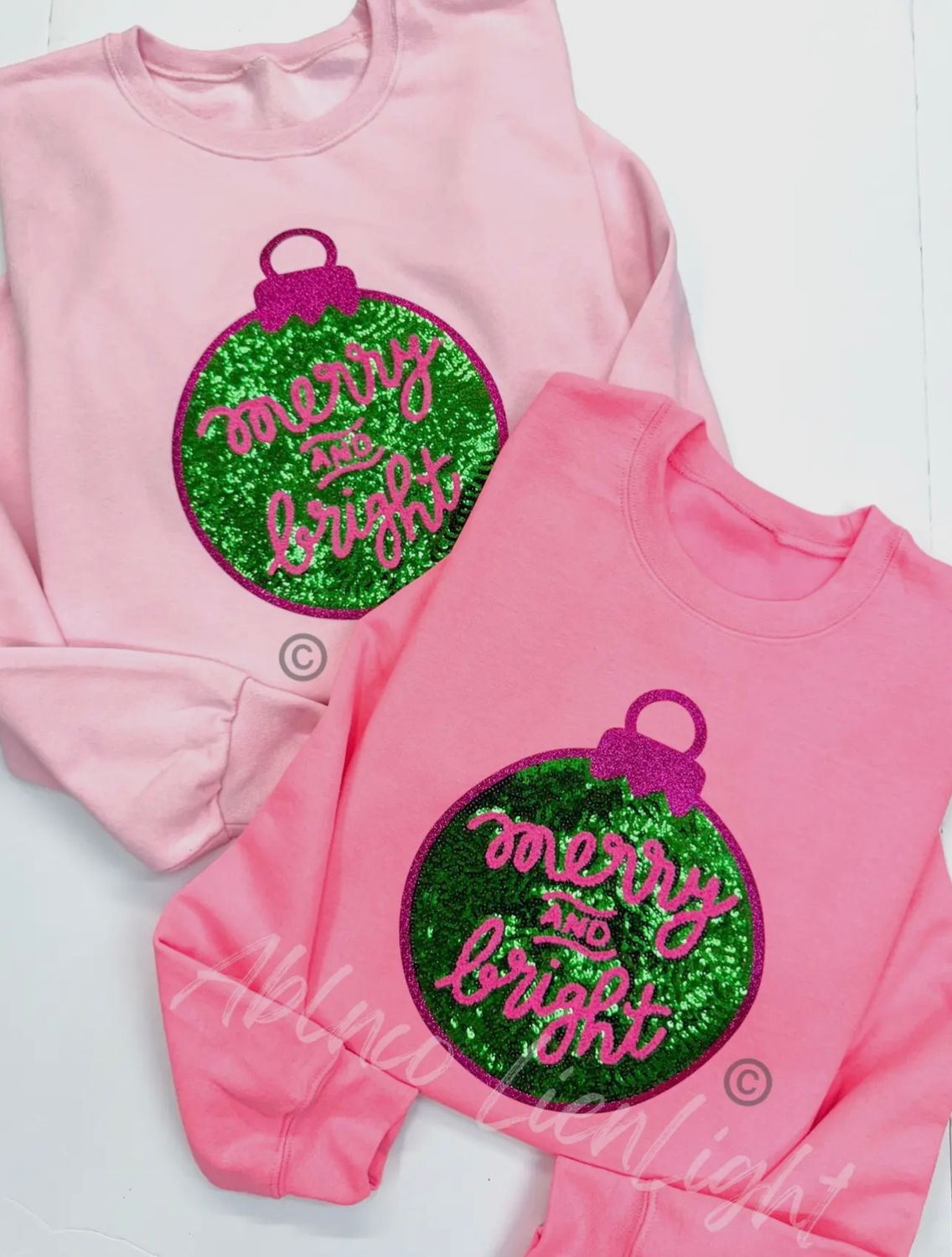 Merry &amp; Bright Christmas Sequin Chenille Patch Sweatshirt 