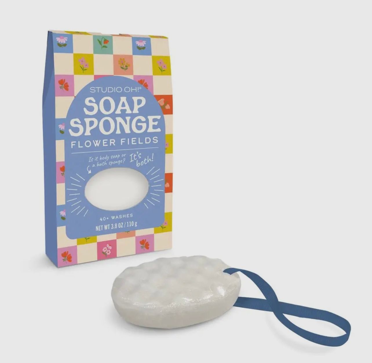 Hanging Soap Sponges, Color: Checkerboard Blooms, Size: OS
