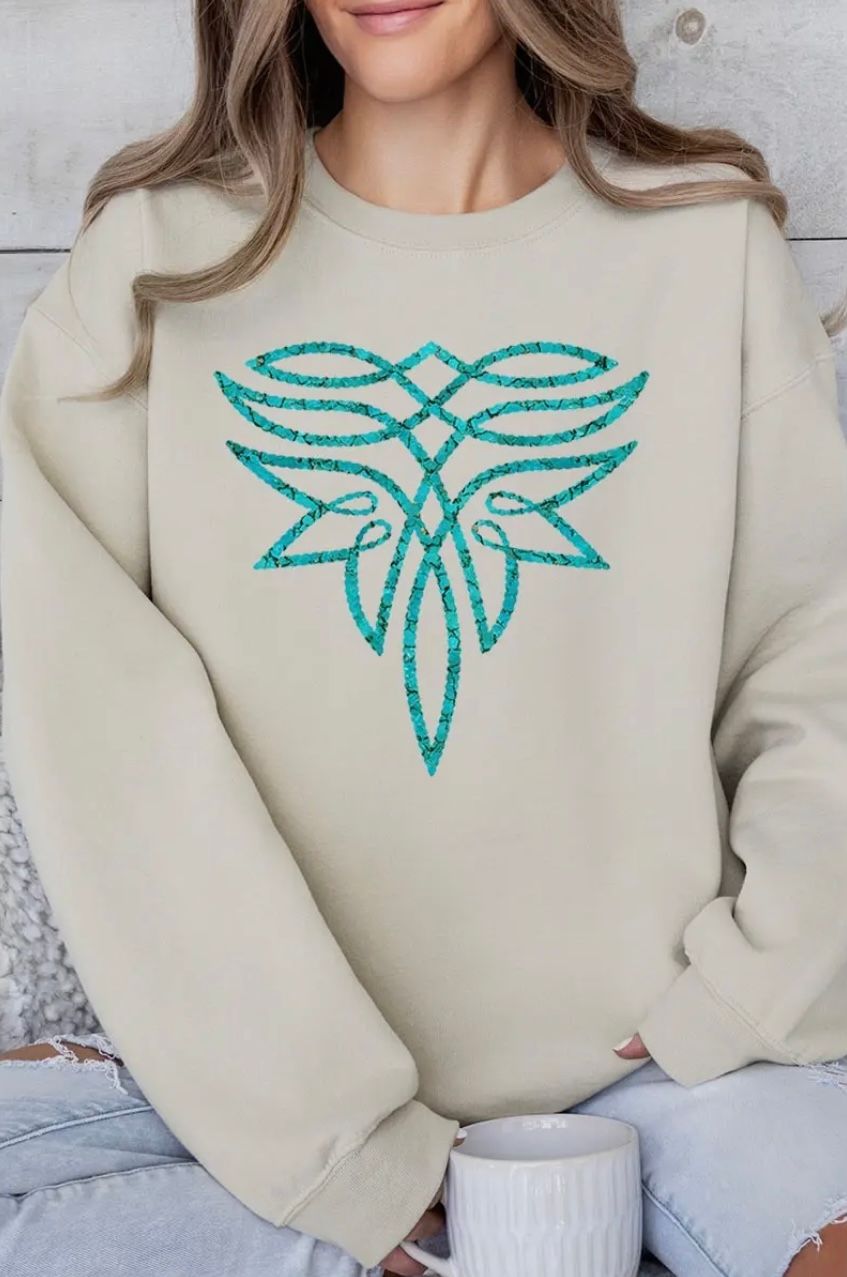 Turquoise Boot Stitch Graphic Sweatshirt