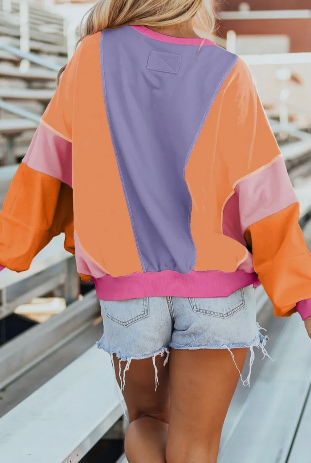 Colorblock Contrast Stitching Oversize Sweatshirt