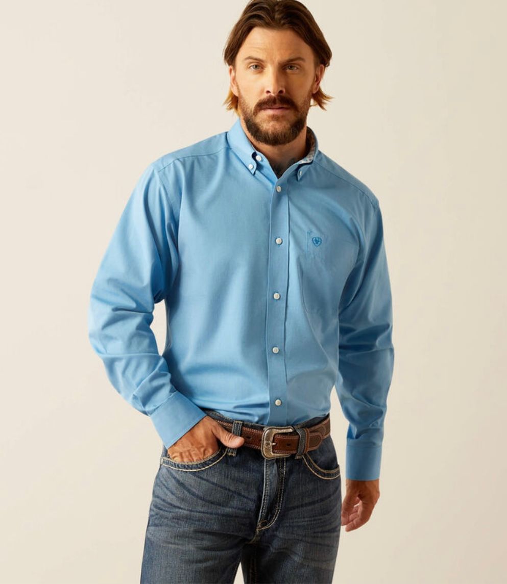 Ariat Mens Wrinkle Free Solid Button Down LS Shirt