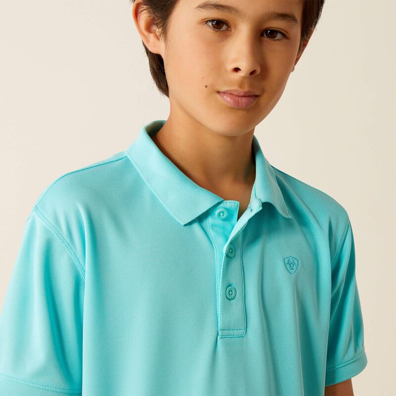 Ariat Boys Tek SS Polo, Color: Blue Radiance, Size: YXS