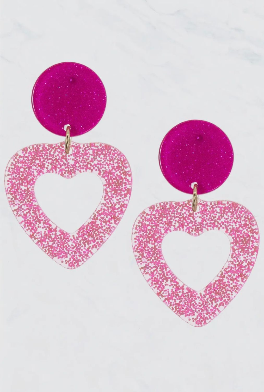 Acrylic Heart Post Dangle Earrings