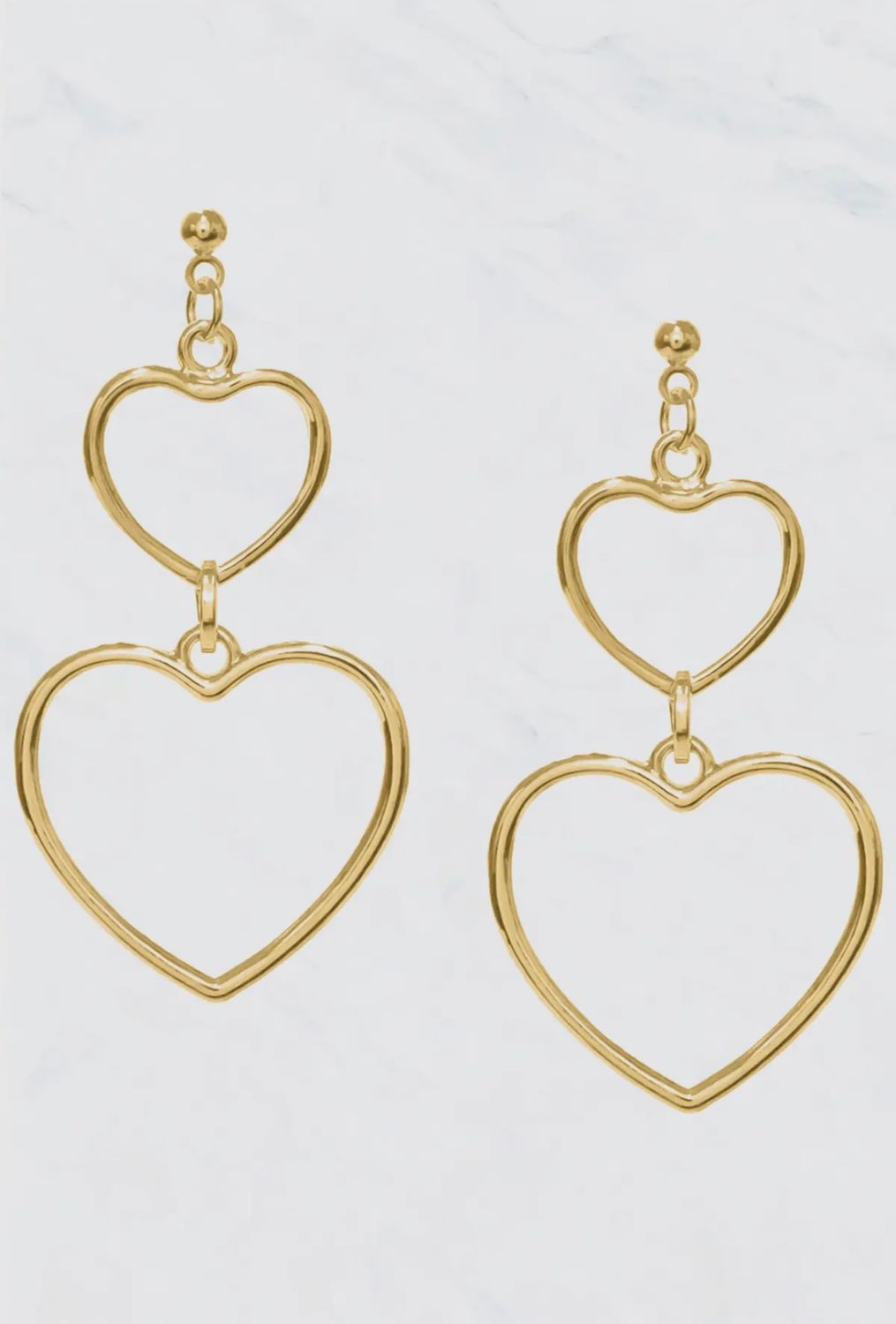 Gold Heart Shape Dangle Earrings
