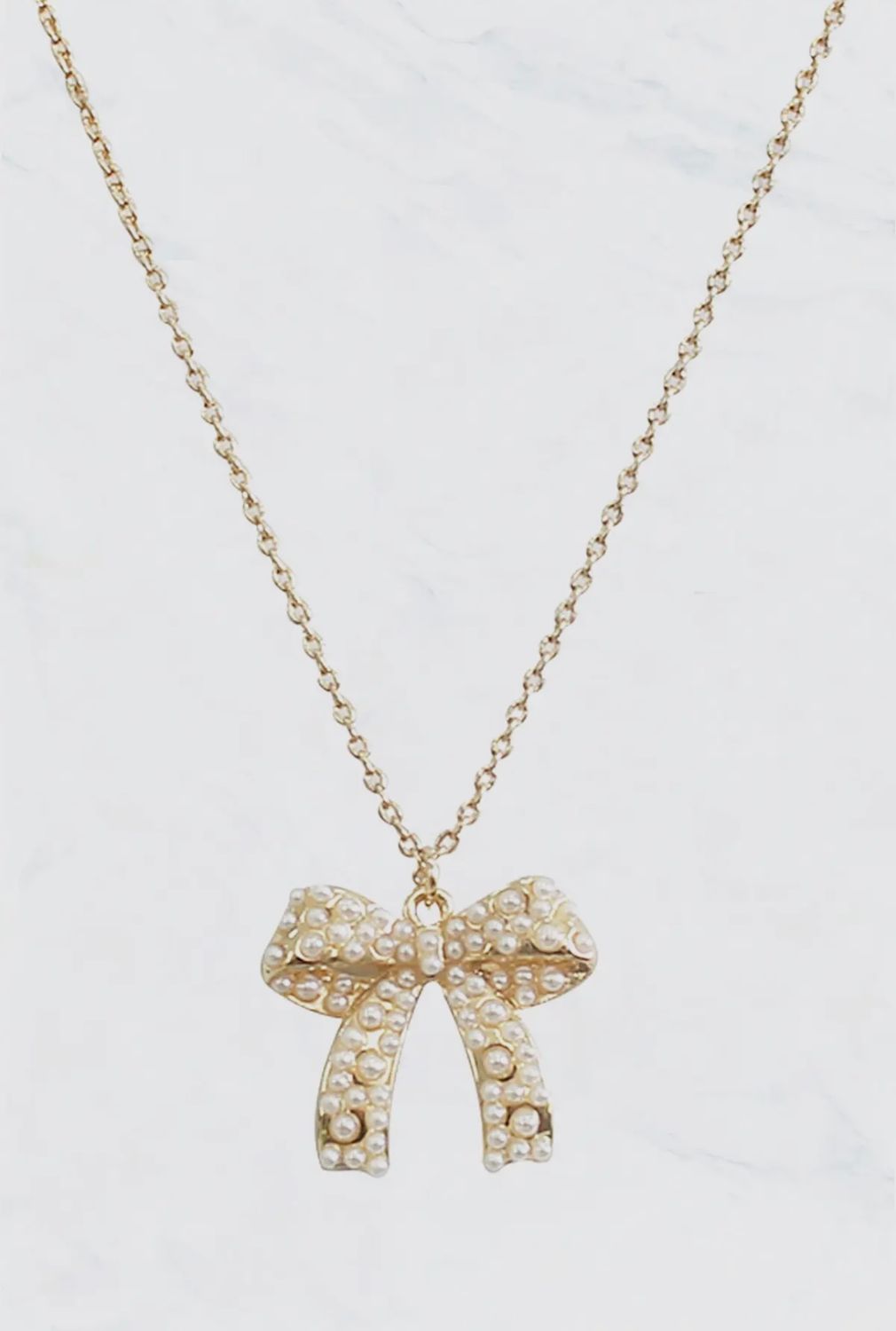 Pearl Gold Bow Necklace