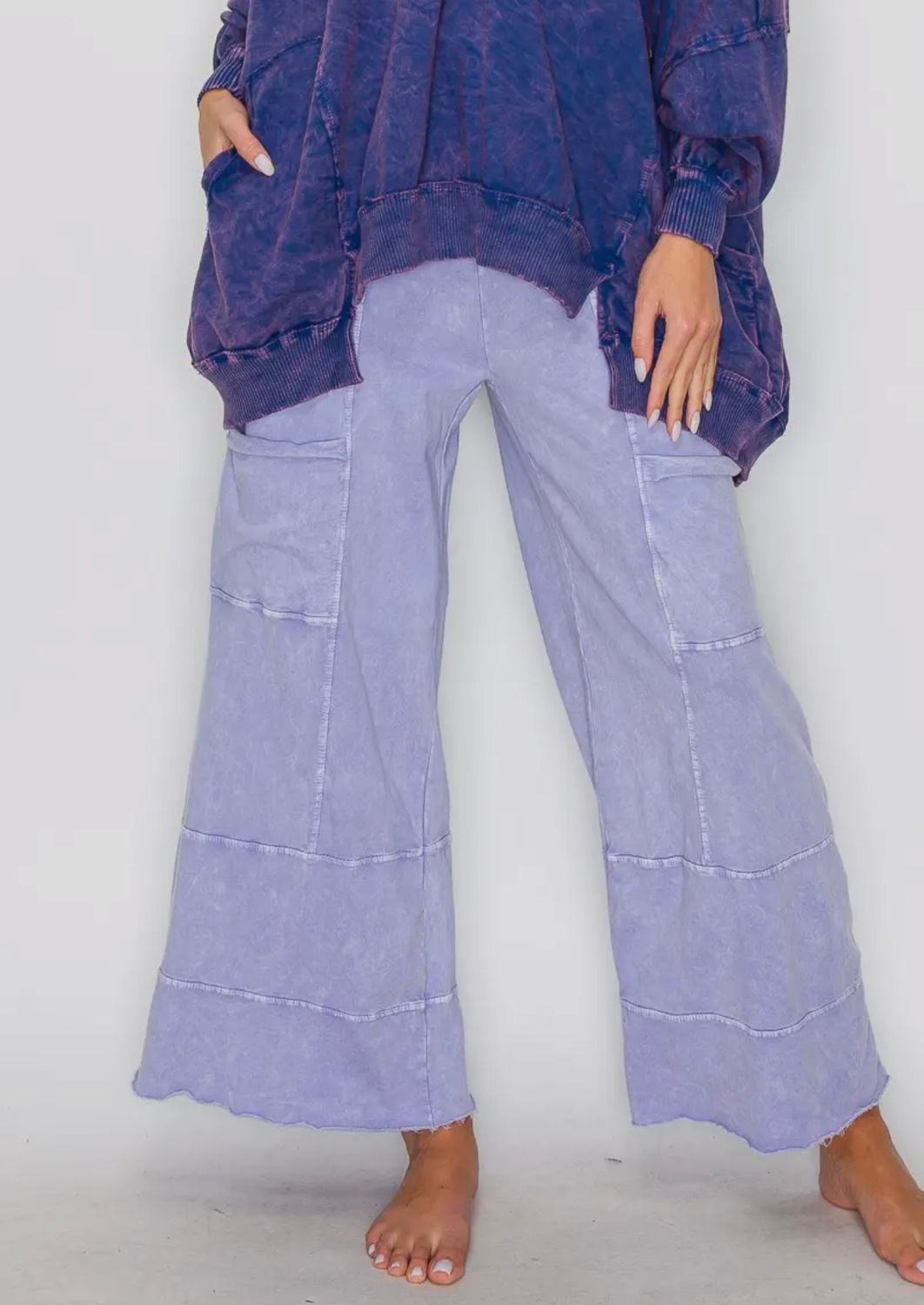 Best Mineral Wash Wide Leg Cropped Pants 