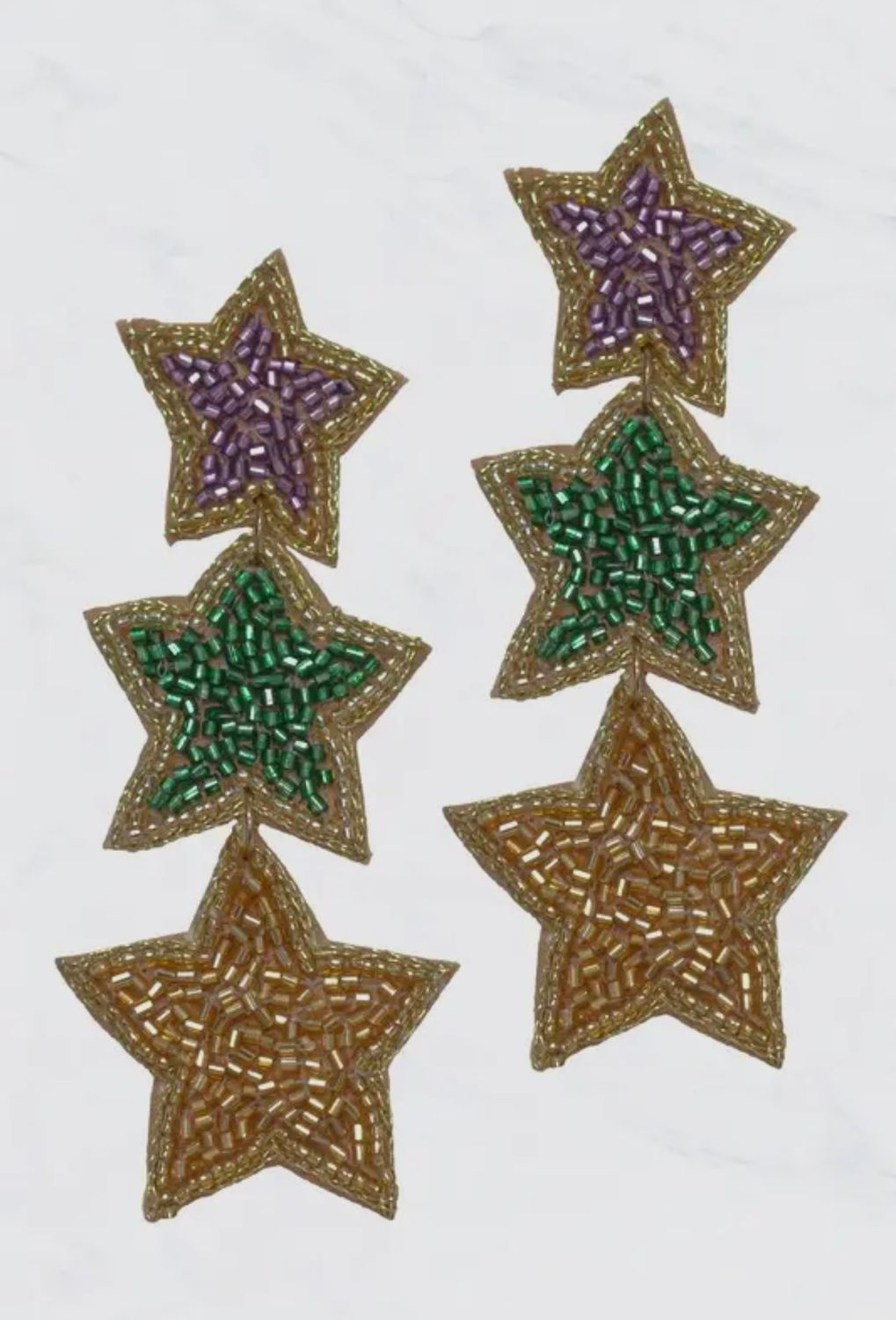 Triple Star Seed Bead Mardi Earrings