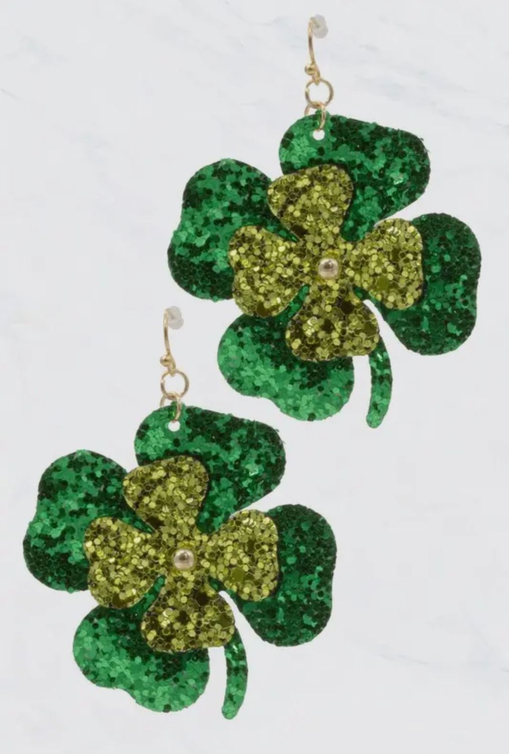 Glitter Clover Dangle Earrings