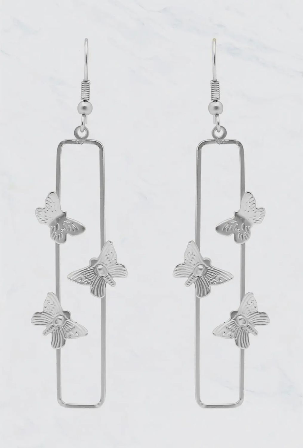 Wire Rectangle Butterfly Earrings