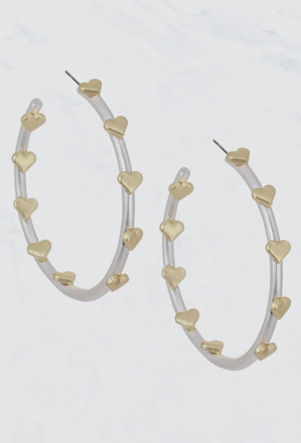 Metal Heart Open-End Hoop Earrings