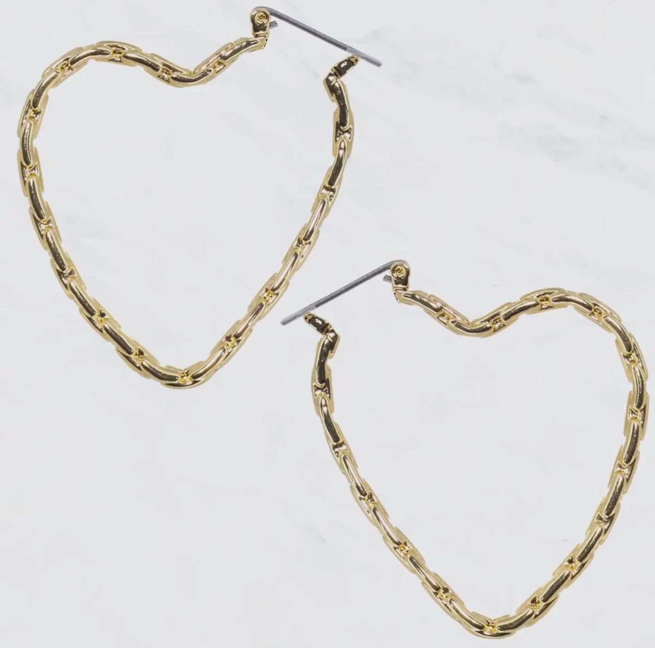 Chain Heart Hoop Earrings